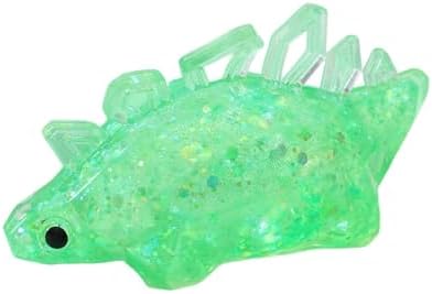 green glitter stegosaurus dinosaur squishy gel squeeze toy