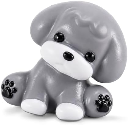 Gray sitting puppy mochi squishy with paw-print toes