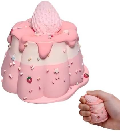 Strawberry bundt cake squishy in pink ombre with strawberry