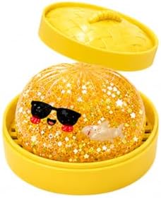 Yellow glitter shark squishy dumpling bun in steamer