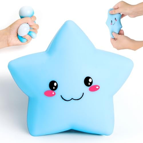 Blue smiley star squishy stress ball