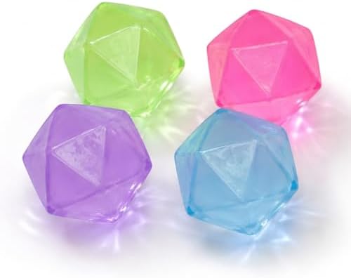 Four mini diamond gem gel ball squishy fidgets in green pink purple blue