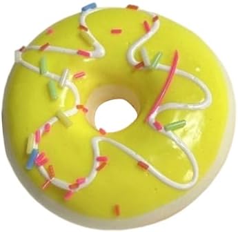 Realistic yellow glazed mini donut squishy with sprinkles