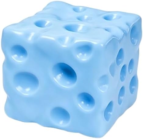 Blue pastel holey cheese cube squishy block