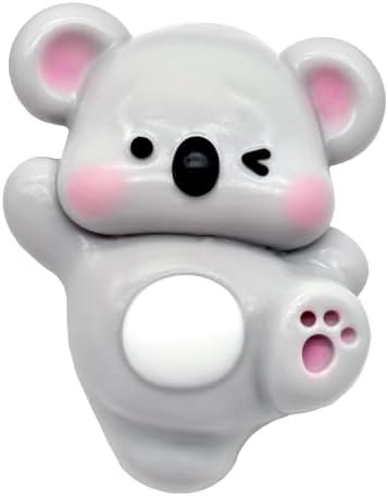 Gray mochi koala squishy winking with a raised paw on a white background