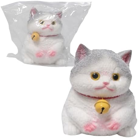 Gray flocked kitten cat squishy with bell slow rising stress toy