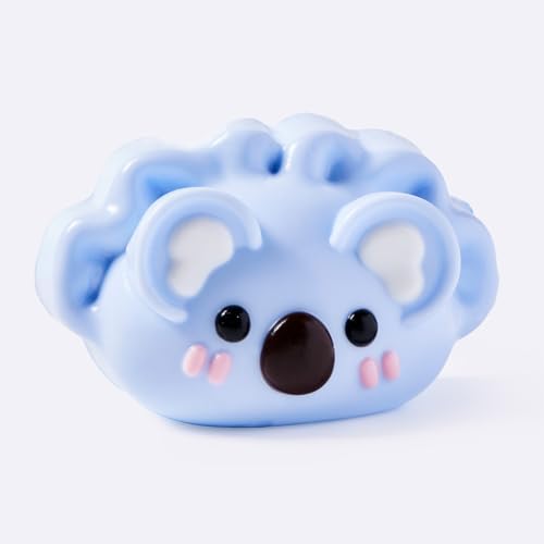 Blue dumpling koala squishy with a sleepy face on a light background
