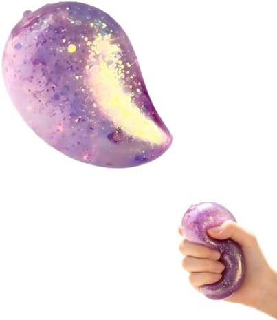 Kawaii purple galaxy glitter mango squishy stress ball