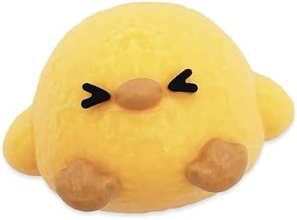 Yellow mochi chick squishy, soft slow rising squeeze toy