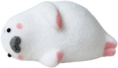 White seal squishy with pink cheeks soft silicone squeeze toy