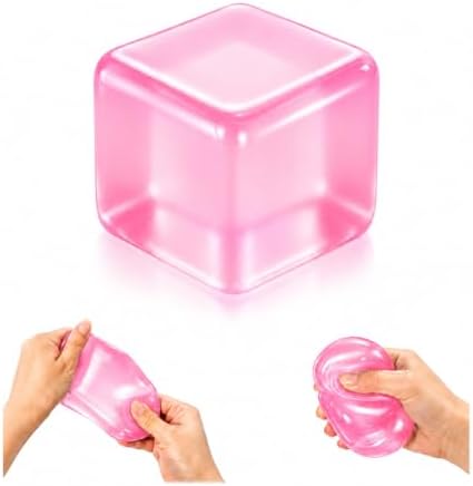 Clear pink ice cube gel ball squishy fidget toy