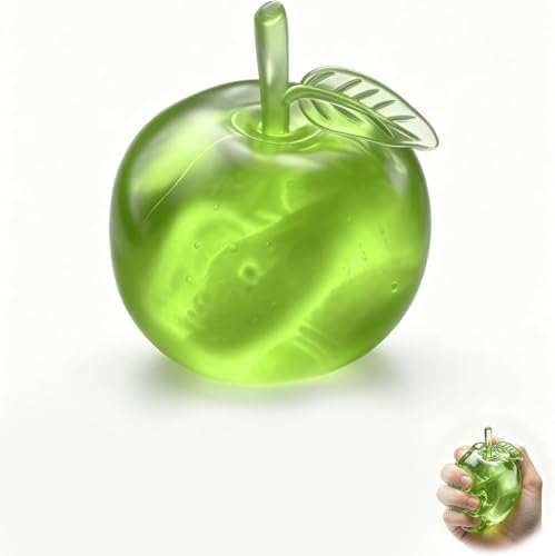 Green jelly lime squishy with stem and leaf slow rising sensory toy