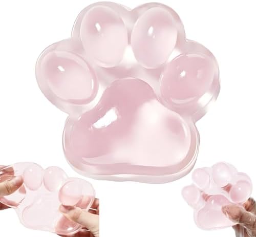 Clear pink glossy big cat squishy paw slow rising toy