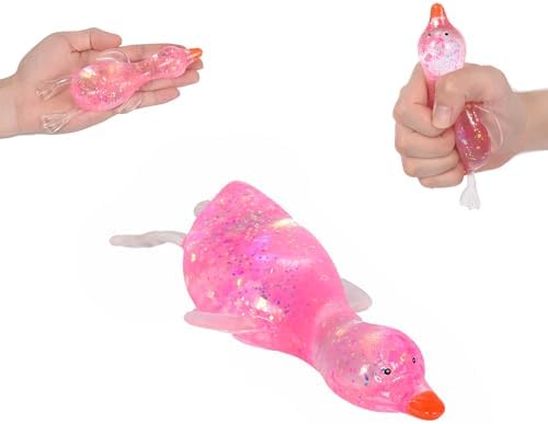 Pink squishy duck soft slow rising squeeze stress relief toy