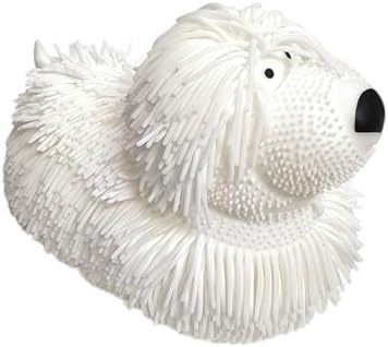 White shaggy noodle puffer dog squishy