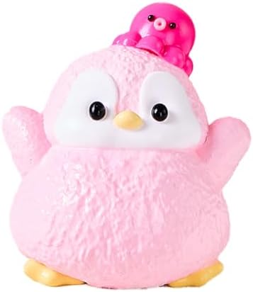 Pink penguin squishy with octopus slow rising fidget toy