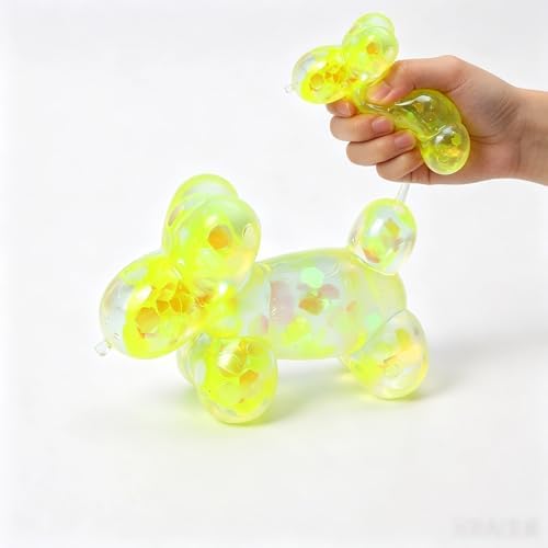 Yellow glitter balloon dog squishy with water beads