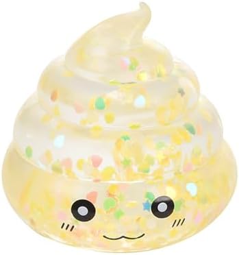 Yellow poop squishy confetti glitter squeeze sensory toy