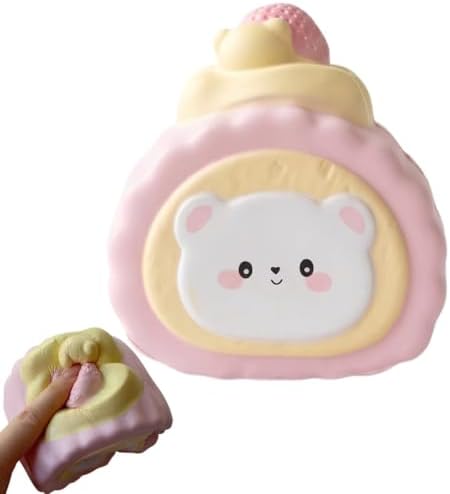 Kawaii pink cake roll bear squishy slow rising toy