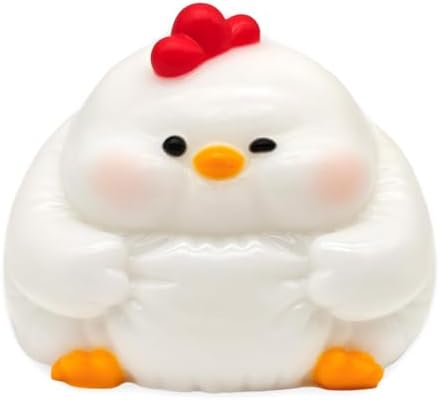Plump white hen chick squishy, soft glossy squeeze stress relief toy