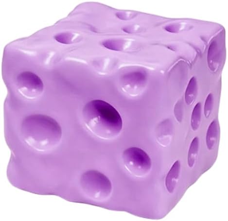 Purple holey cheese cube squishy block stress ball
