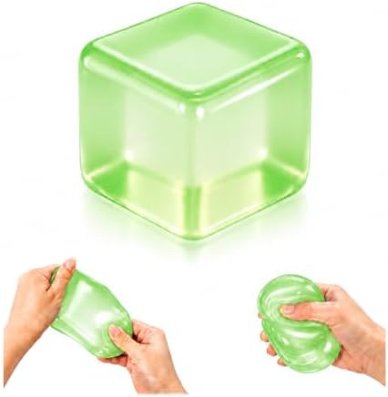 Clear green ice cube gel ball squishy squeeze toy on white