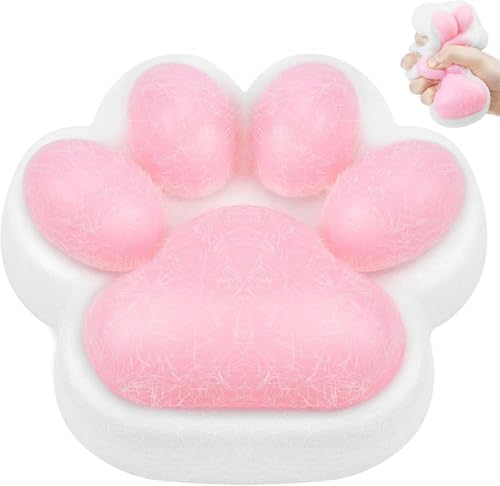 White fluffy cloud cat squishy paw soft squeeze stress toy