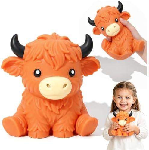 Jumbo orange highland cow squishy slow rising stress toy