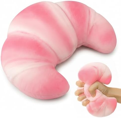 Jumbo pink croissant squishy 7 inch slow rising squeeze toy
