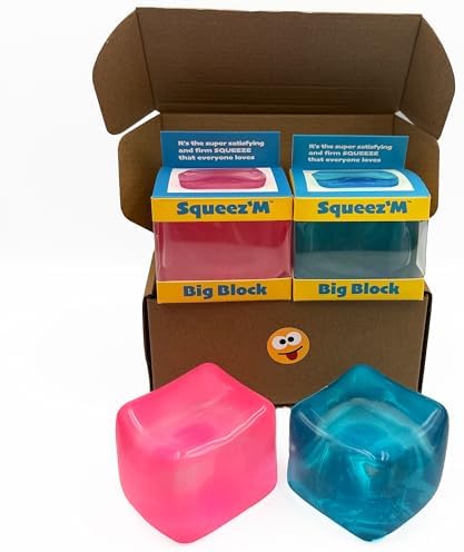 Pink and blue jelly squishy block cubes