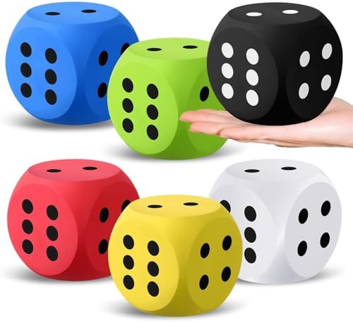 Rainbow 6-color kawaii foam dice squishy 6 pack