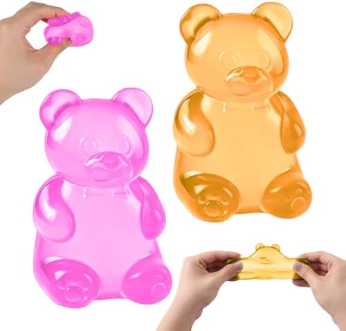 Two pack orange and pink bear squishy slow rising squeeze toys
