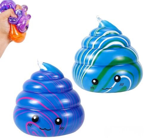 Marble poop squishy green and blue slow rising water ripple squeeze toy