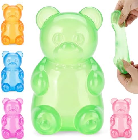Translucent green jelly bear squishy slow rising squeeze toy