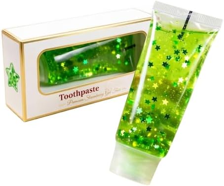 Green glitter star squishy toothpaste tube with gift box