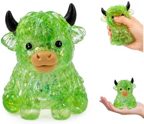 Lime green glitter highland cow squishy