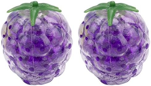 Glitter grape squishy bead filled purple squeeze stress ball 2 pack