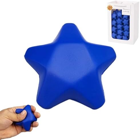 Bulk 24 pack blue foam star squishy stress balls