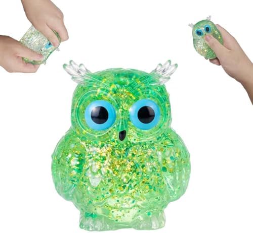 Green glitter owl squishy slow rising squeeze toy