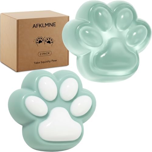 Two sage green cat paw squishies clear and matte
