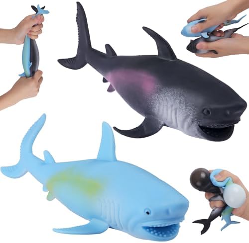 Black and blue 8 inch shark squishy 2 pack stress toys