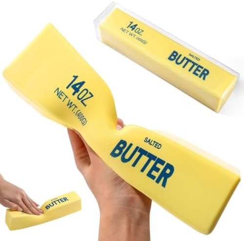 Jumbo 14oz butter stick squishy being stretched