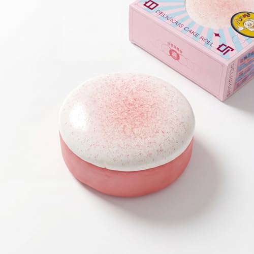 Pink and white roll cake squishy dome