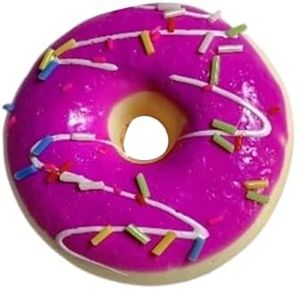 Realistic magenta raspberry donut squishy with white drizzle