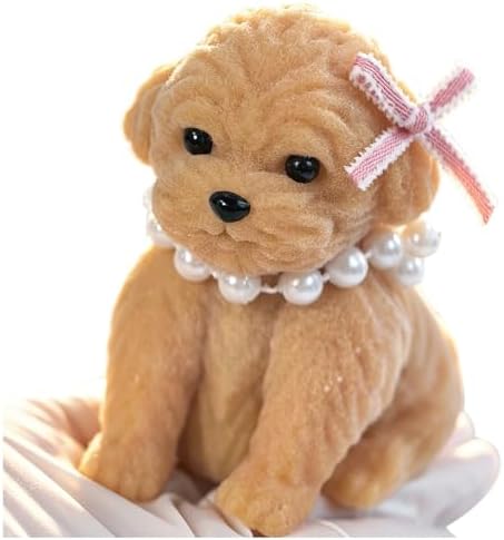 Mini tan poodle dog squishy with pearl collar