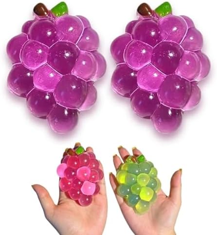 Purple grape squishy clear crystal squeeze stress toy 2 pack