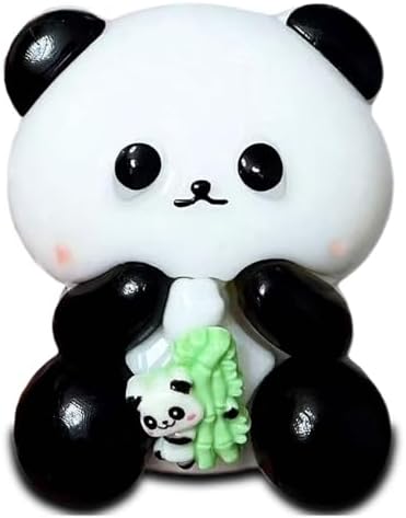 Kawaii panda squishy holding a green bamboo shoot