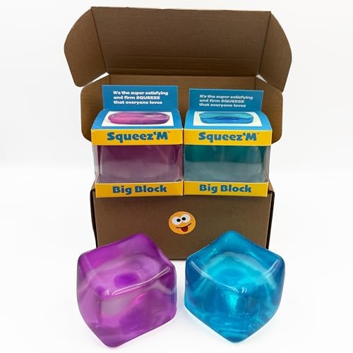 Purple and blue jelly squishy block cubes two pack