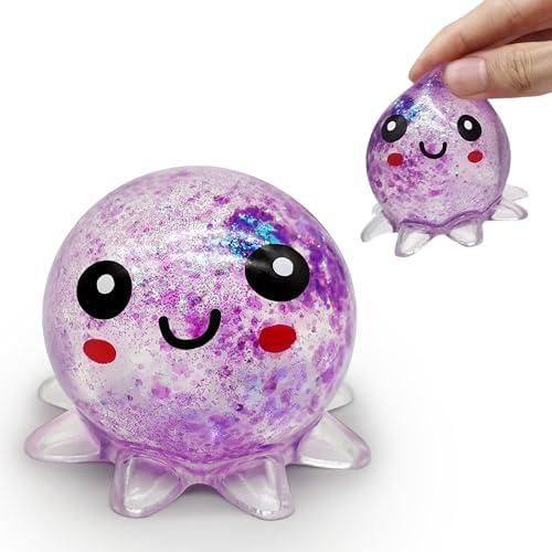 Purple glitter mini octopus squishy sparkly fidget toy
