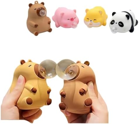 Capybara bubble squishy four pack blowing clear bubbles
